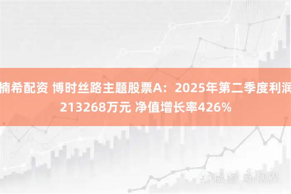 楠希配资 博时丝路主题股票A:2025年第二季度利润213268万元 净值增长率426%